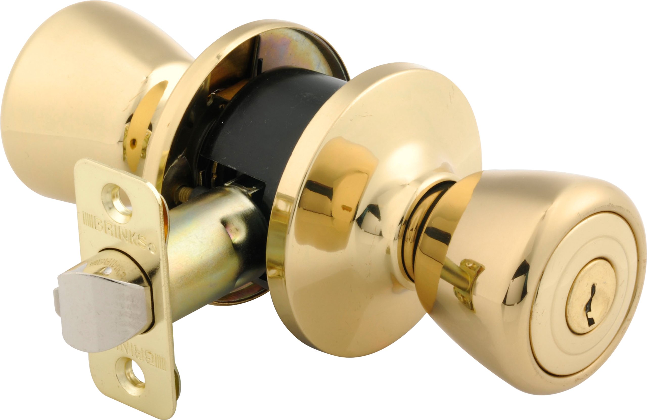 Brinks 2101-105 Tulip-Style Keyed Entry Door Knob, Polished Brass