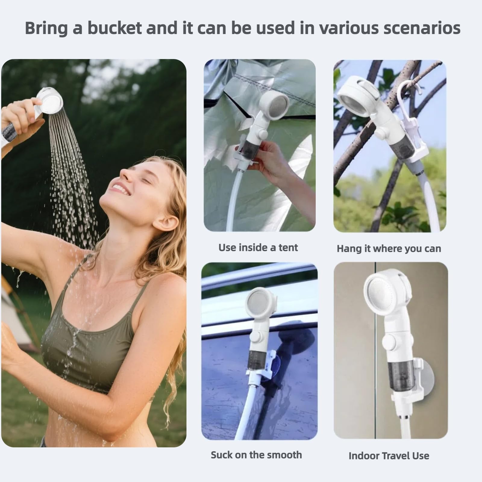 Douche de Camping Portable Rechargeable USB, Pompe à Eau Électrique avec 3 Modes de Jet, Débit 3-5L/min, pour Camping, Voyage, Lavage de Voiture et Bain d’Animaux