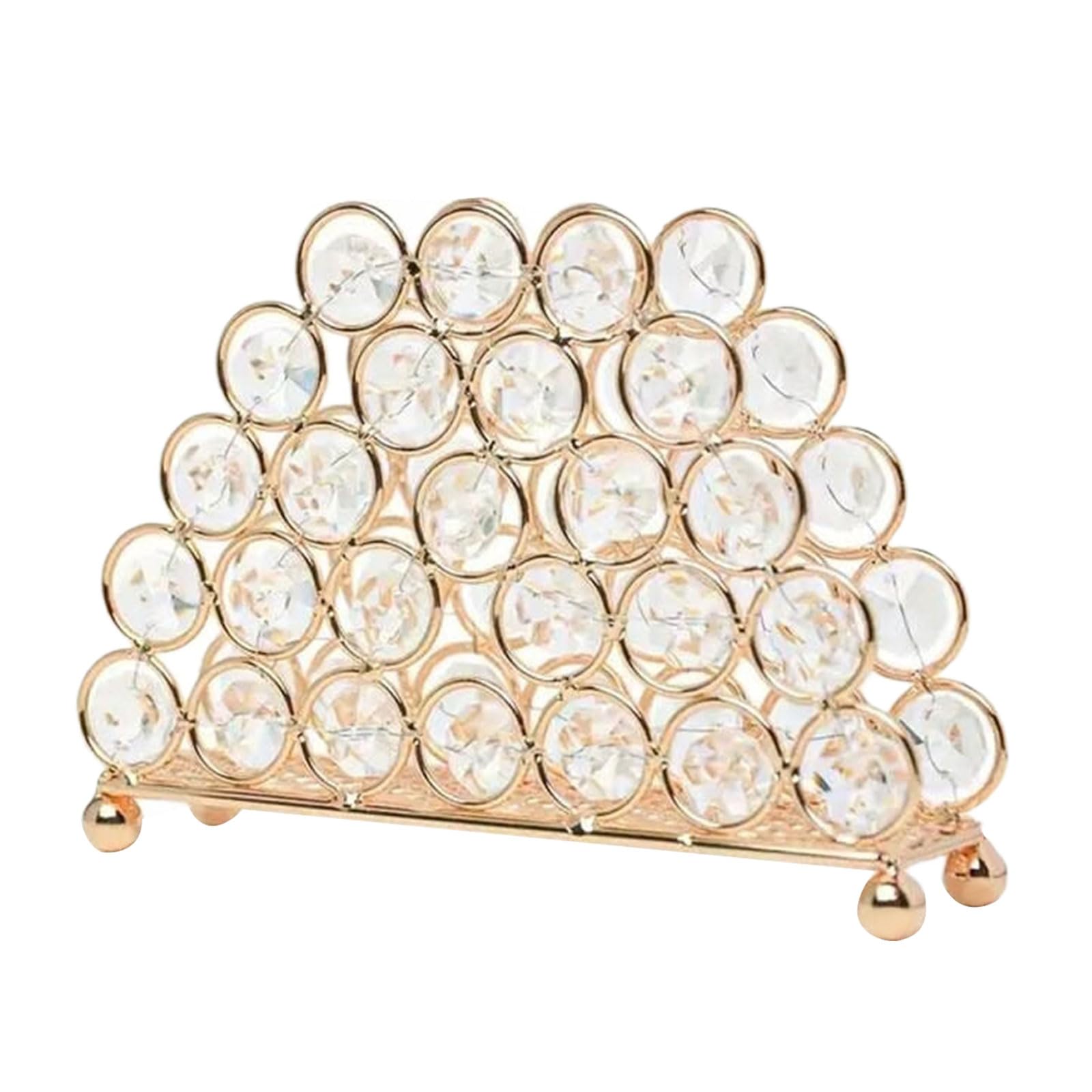 MICFENY Gold Crystal Freestanding Tissue Holder for Home and Decoration Elegant Oval Paper Towel Stand Napkin Dispenser