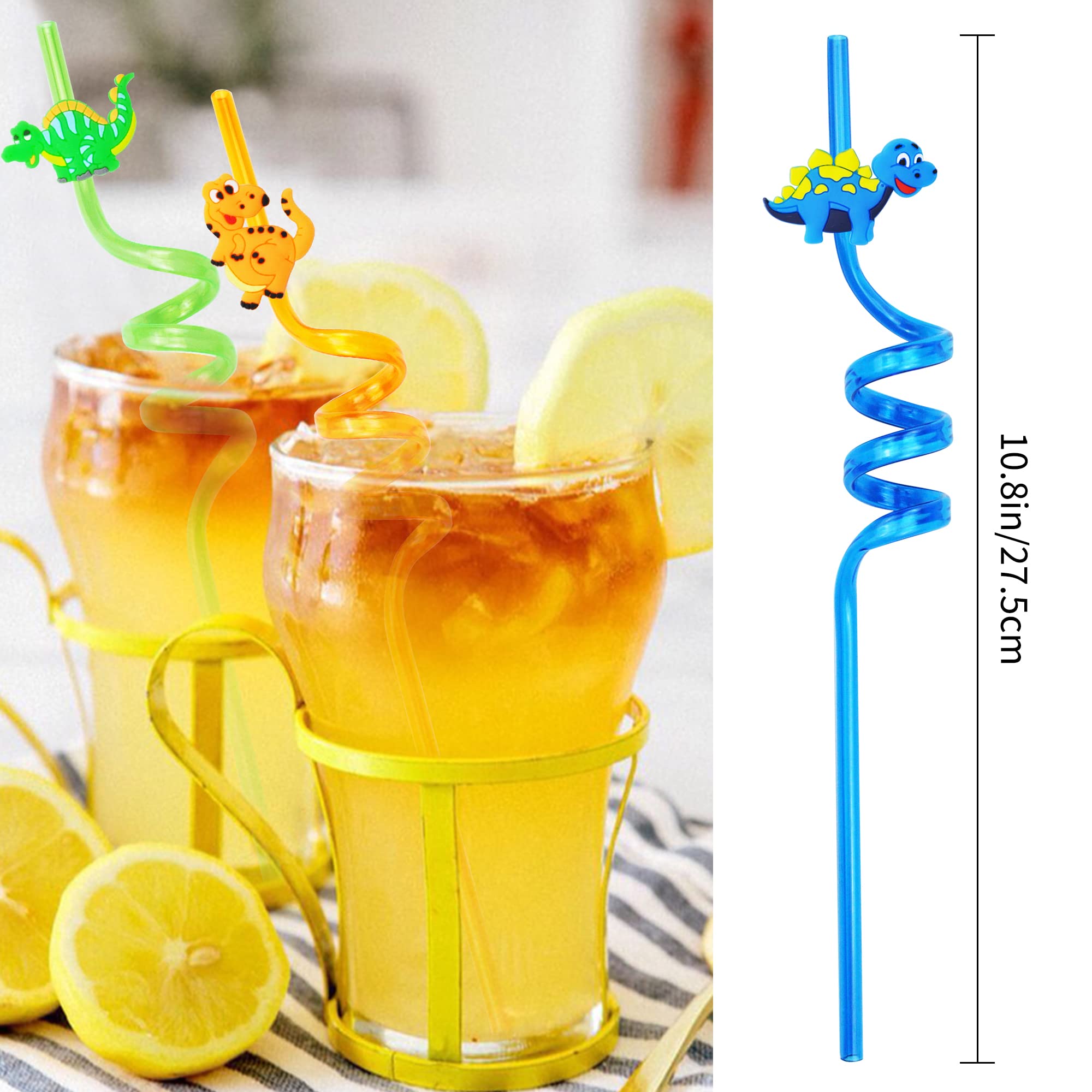 Cannucce Riutilizzabile, 16 Pezzi cannucce a spirale, Cannucce Cocktail Cartoon Animali per Bicchieri da Cocktail/Gin/Tè/Succo di Frutt, Ricurve Cannucce per Bambini e Adulti