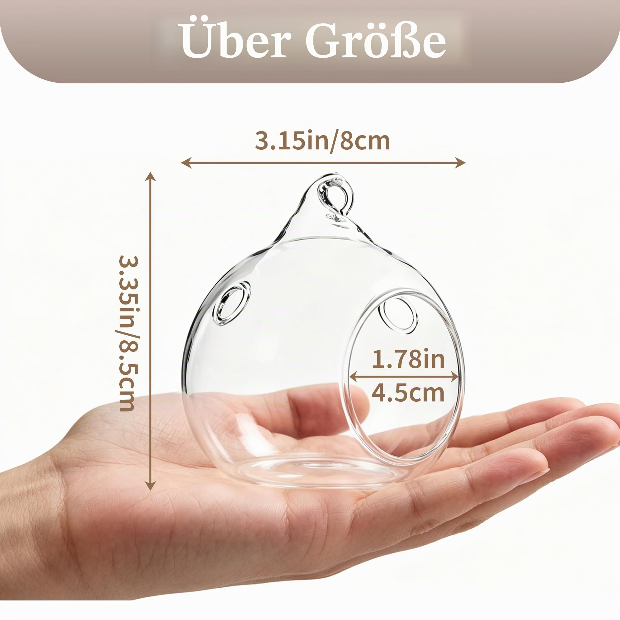 Sziqiqi Glaskugeln zum Aufhängen Teelichthalter Kerzenhalter: 8cm Hängende Teelichthalter Glas 24er Set mit Löchern für Teelichter - Windlicht Glas Vielseitig für Outdoor Hochzeit Party Weihnachten