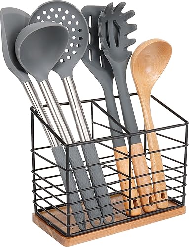 Miniatura 1 de Soporte de utensilios para encimera de cocina, soporte de utensilios de metal para encimera de cocina, almacenamiento de herramientas de cocina para