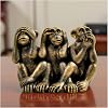 3 Wise Monkeys Statue - Hear No Evil, See No Evil, Speak No Evil Resin Figurine with Antique Bronze Finish - Office Desk Decor, Home Accents & Men's Gifts (7.49 cm Compact Design)