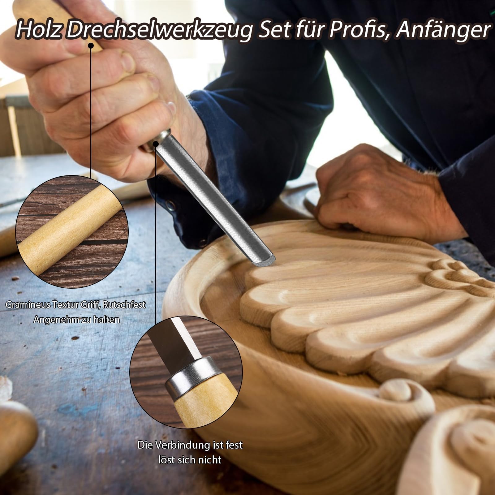 8 Stück Holz Drechselwerkzeug Meissel Set Drechselmesser Multifunktional Drehmeißel Set Drechselbeitelsatz Drechseleisen Holzmeisel für Holzschnitzereien Anfänger - 8 Stechbeitel + Papierbox