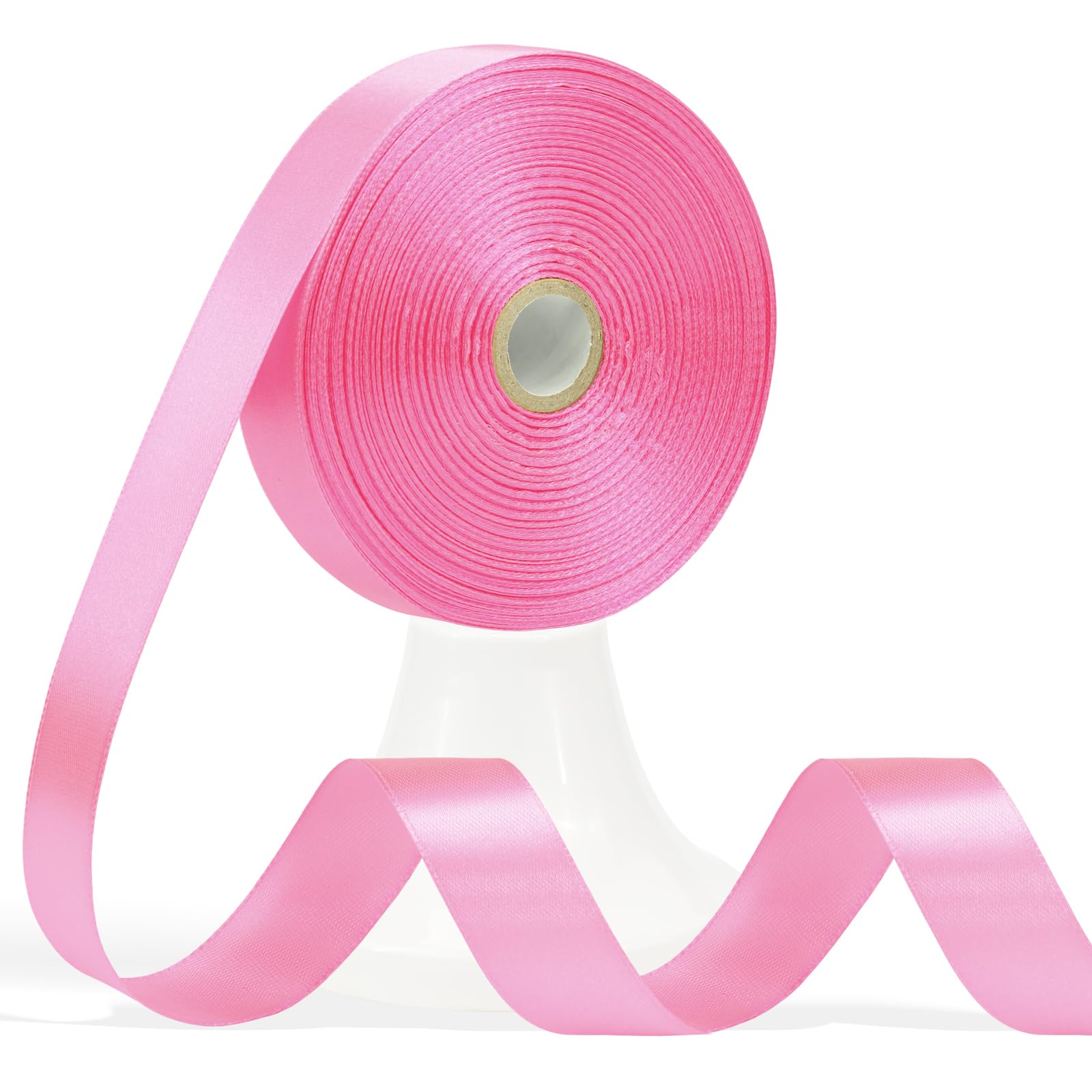 Apeseek 60 Yards Flamingo Pink Ribbon 3/4 Inch, Solid Satin Ribbon for Gift Wrapping, Crafts, Flower Bouquet, Wedding, Baby Shower, Festival, Christmas, Halloween