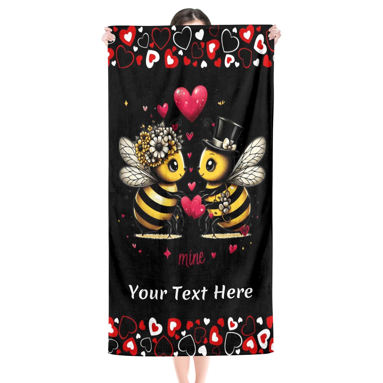 DAXINYI Beach Towel with Name Bee, Lightweight Bath/Pool/Beach Towel, 30" x 60", Valentine's Day for Beach & Pool Lovers