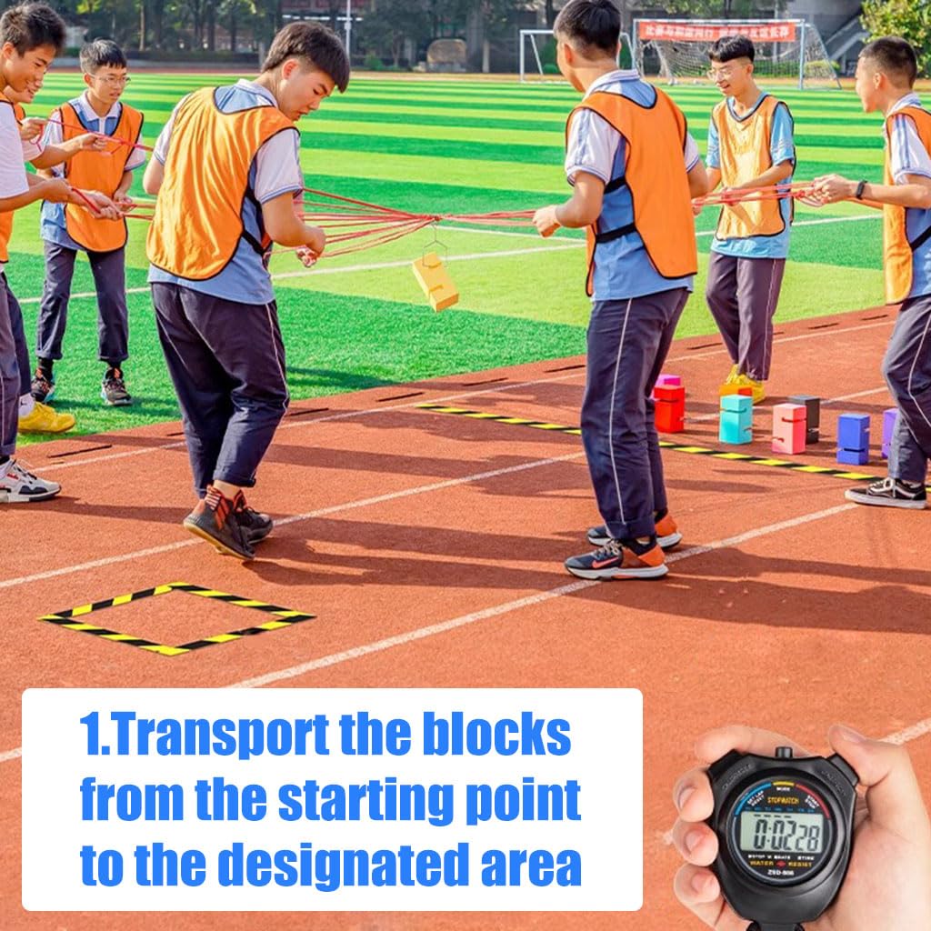 Set di Giochi Sportivi per Adulti, da 5 a 20 Persone, Gioco di Squadra con Torre di Blocchi impilabili, rompighiaccio (Rosso, 8 Pezzi)