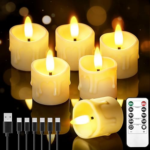Rechargeable Flameless Candles with Remote Timer, 1.5"x2" LED Tea Lights
