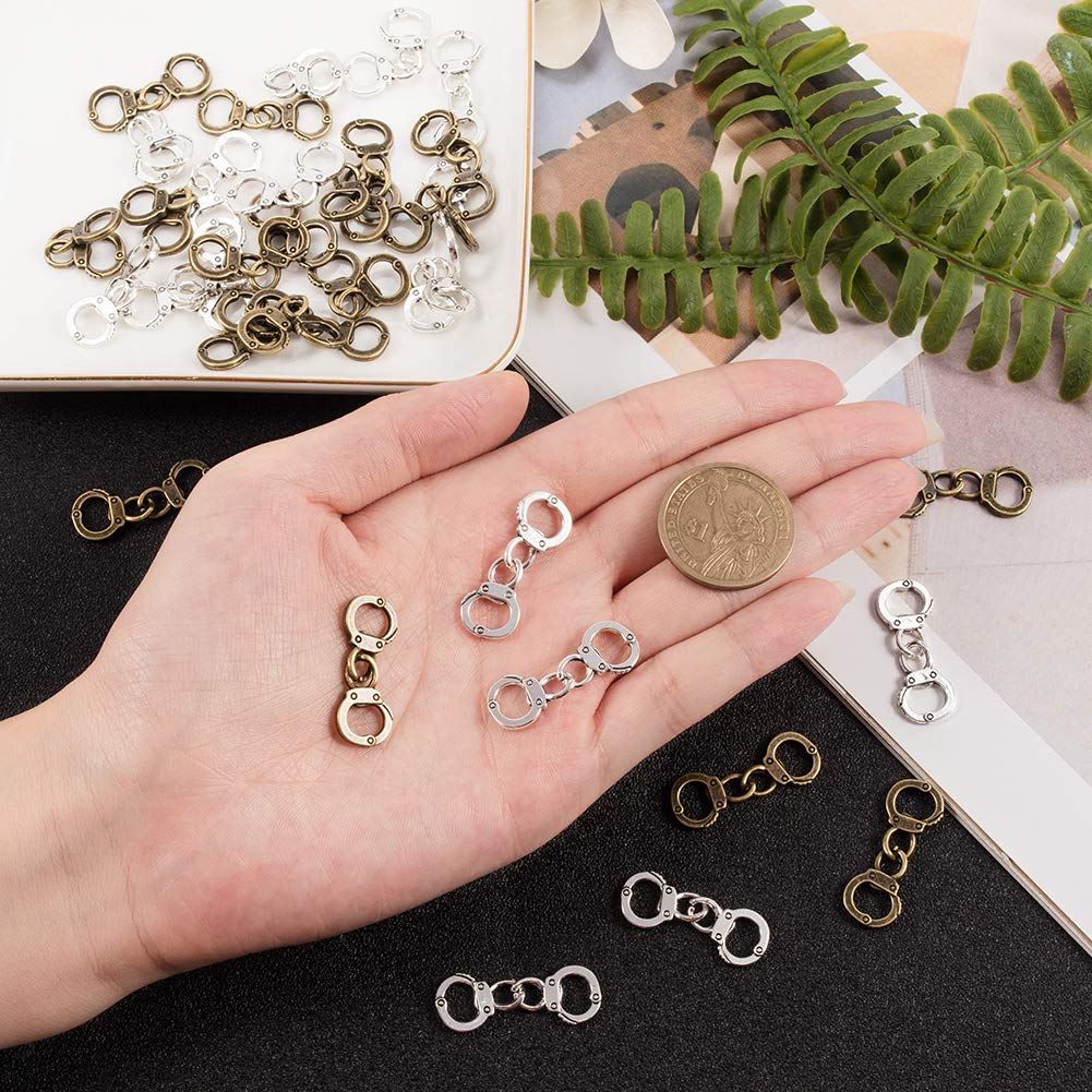 PandaHall - 50 dijes de aleación de estilo tibetano para hacer joyas, bronce antiguo y plata antigua, 50 unidades 4