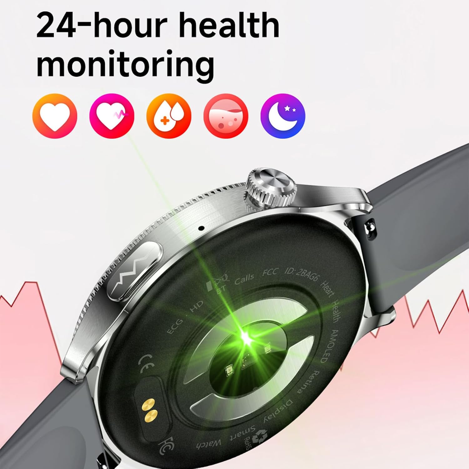 Yihou Smart Watches for Women Men Fitness Tracker Fitness Watch with Heart Rate Monitor Sleep Track Voice Assistant for Android iOS Black