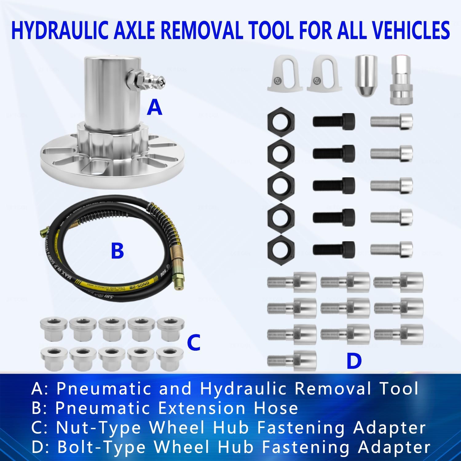 ZKTOOL 20 Ton Wheel HUB Axle Puller, Half Shaft Removal Tool, Hydraulic Puller Set Compatible with Land Rover Jaguar BMW VW Porsche Chrysler Buick Volvo Cadillac