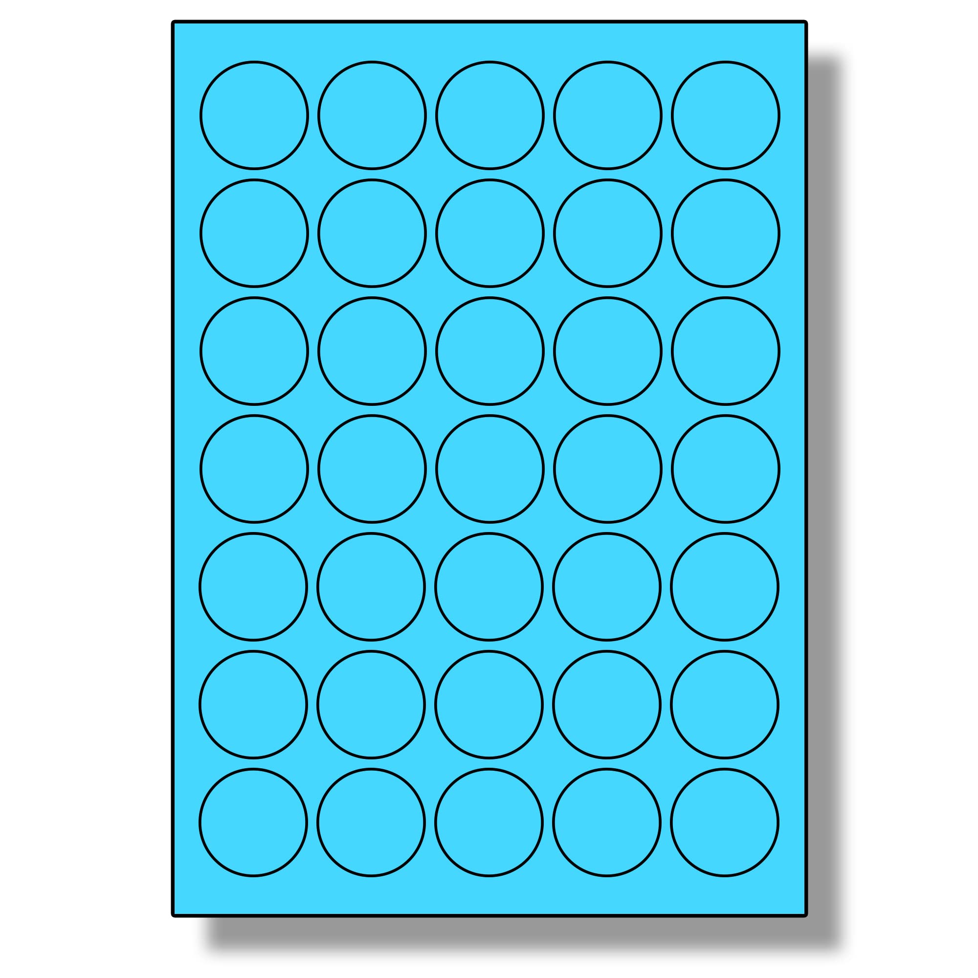 Label Planet® 35 Per Sheet, 100 Sheets (3500 Round Blue Labels). Round Coloured Paper Labels, 37mm Diameter, LP35/37R C. — image 1