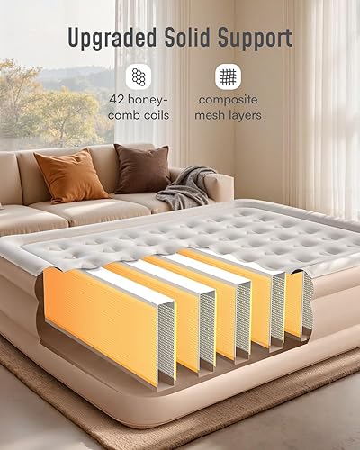 Miniatura 2 de Airefina - Colchón de aire tamaño Queen con bomba incorporada, colchón inflable elevado de 18 pulgadas mejorado con lujosa bolsa de transporte,