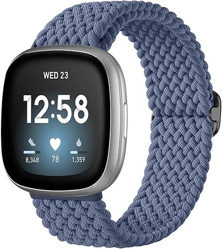 Vista 124 de Maledan Banda elástica trenzada compatible con Fitbit Sense/Versa 3/4 y Sense 2, correa elástica suave para reloj inteligente, accesorio