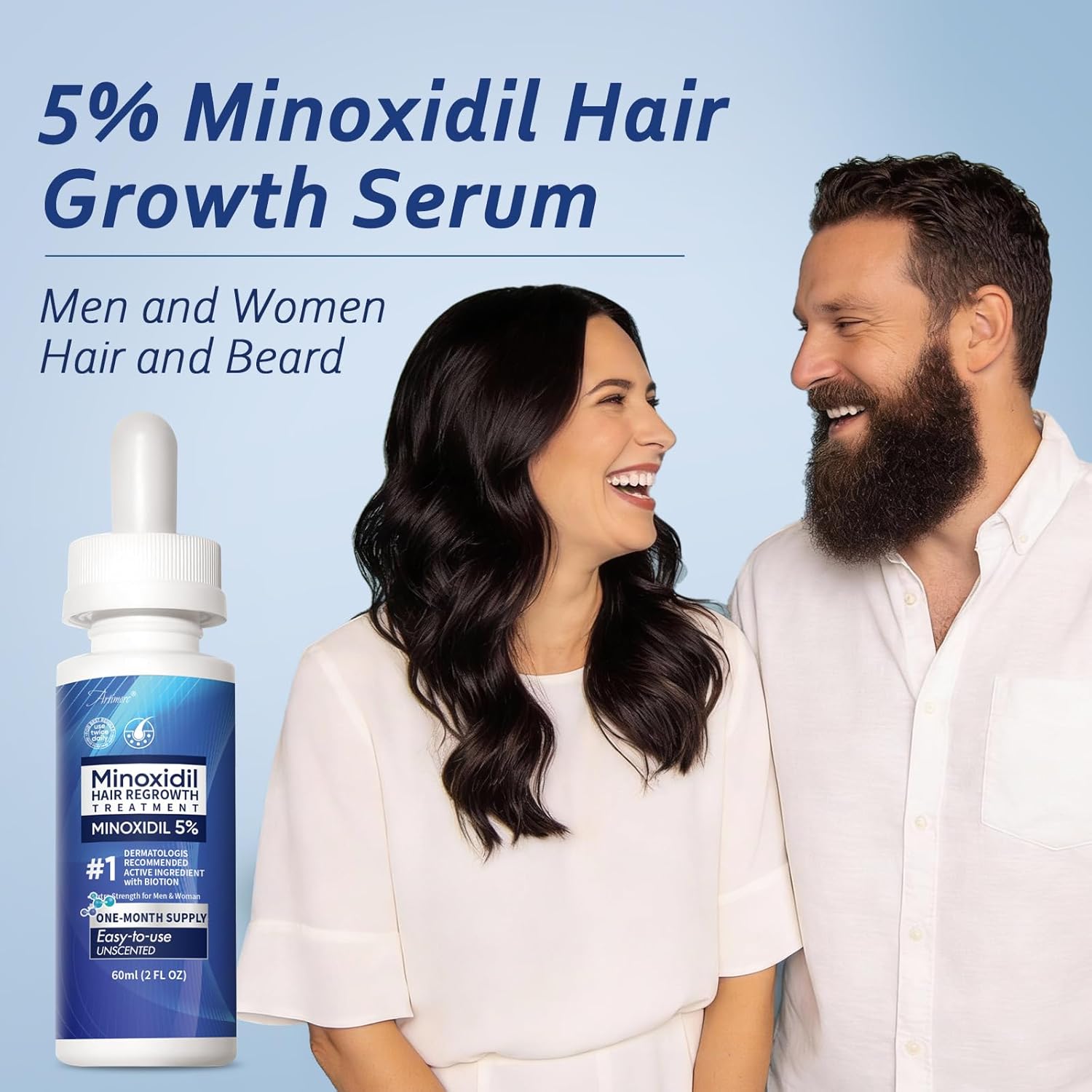 5% Minoxidil Hair Growth Serum for Men & Women with Biotin: Minoxidil for Men and Women, 5 Percent, Hair Regrowth Treatment, Extra Strength (6 FL OZ, Dropper 3pcs) - Image 7