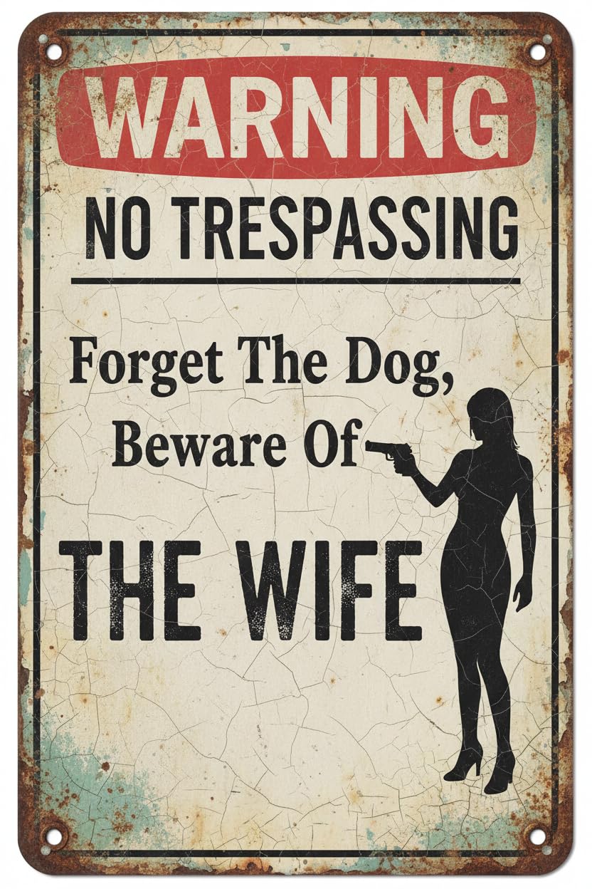Forget The Dog Beware Of Wife Warning Retro Metal Tin Sign 12"x8" Vintage Signs Aluminum Plates Printed