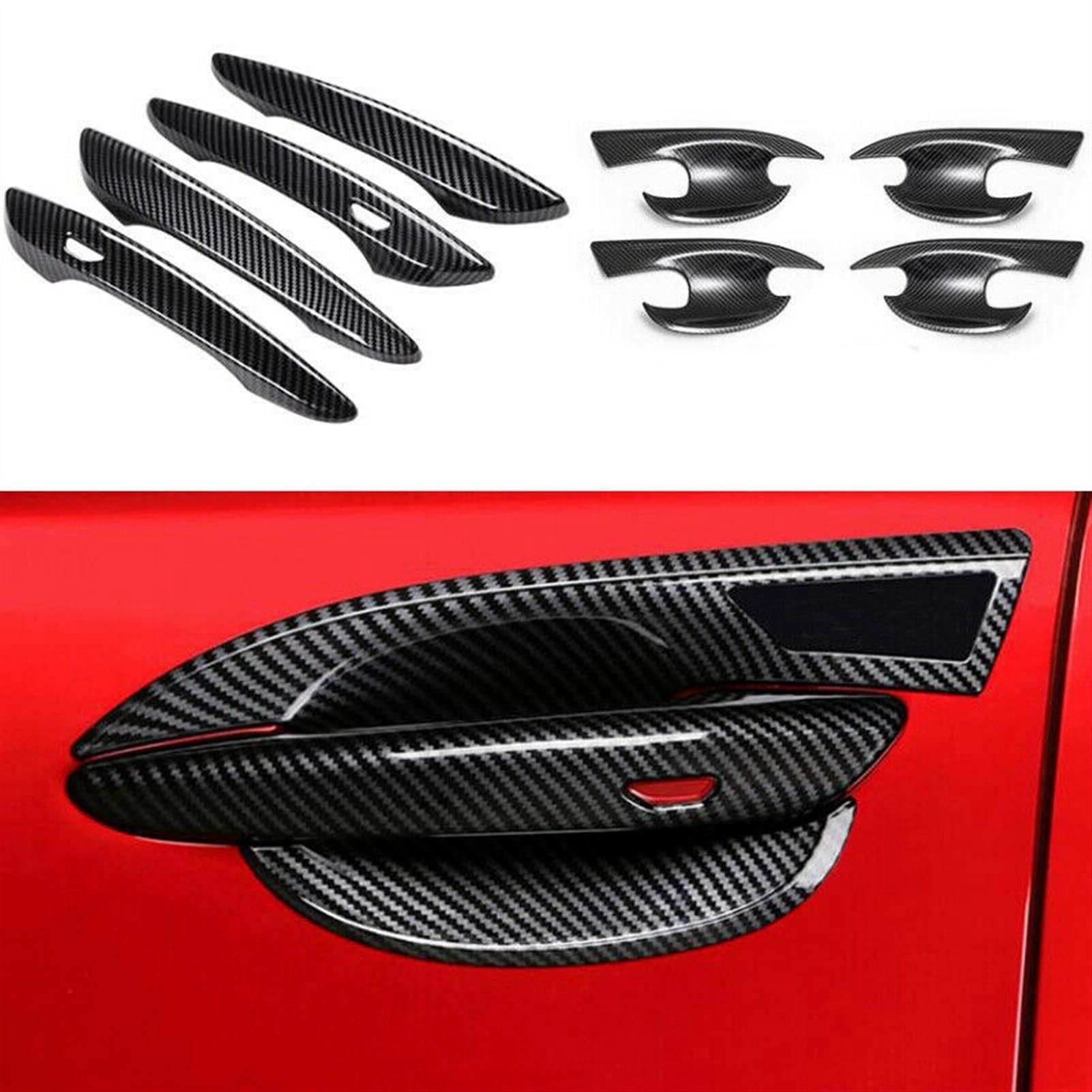 Fahbstr One Color Exterior Door Handle Cover For Mazda Cx30 Cx-30 2020 2021 Abs Carbon Fiber Car Door Handle Protective + Outer Bowl Trim Cover