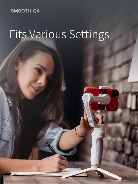 ZHIYUN Smooth Q4 Gimbal Stabilizer, 3-Axis Smartphone Phone Gimbal, Built-in Extension Rod, Foldable and Portable, Android and iPhone Gimbal, Vlogging, TikTok YouTube Video
