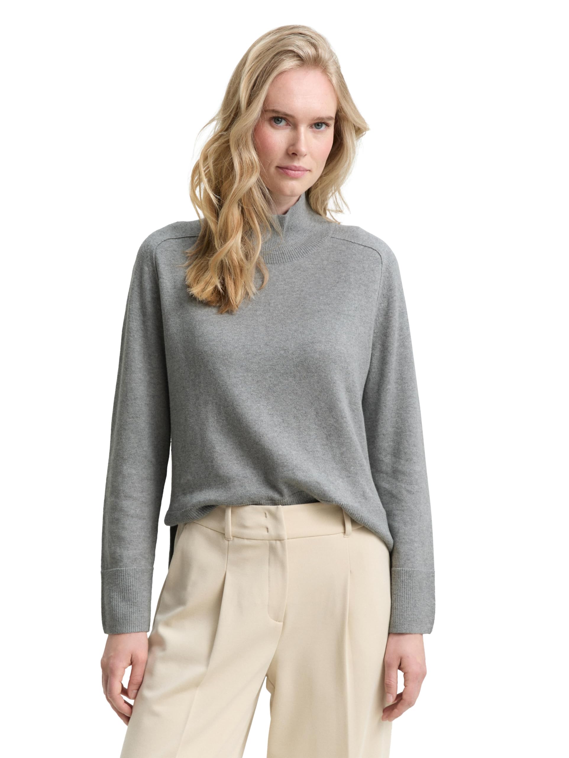 Tom Tailor Damen 1047698 Strickpullover mit Stehkragen