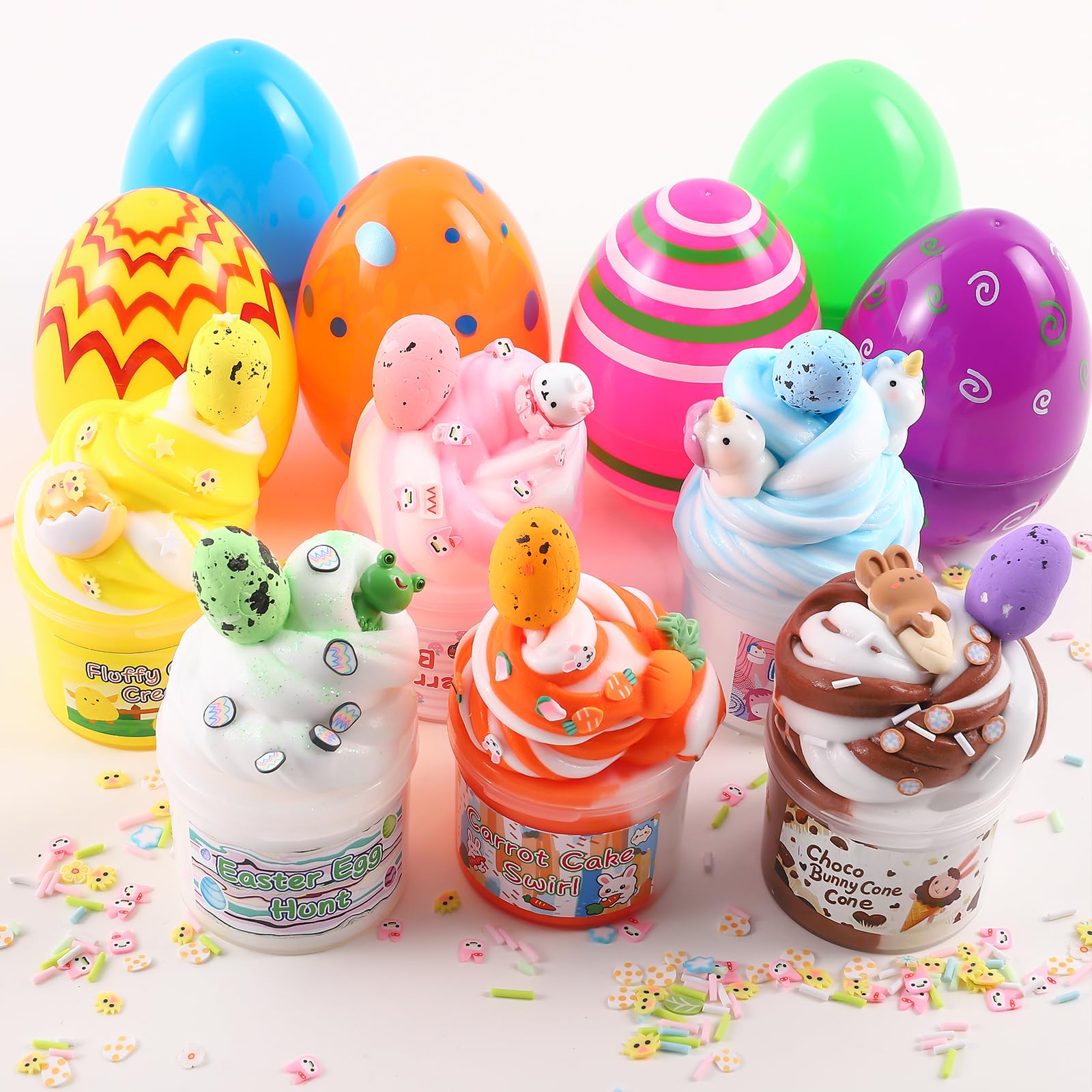 Easter Basket Stuffers for Kids, 6 Pack Butter Slime Eggs with Colorful Slimes Charms & Toys Inside, Easter Basket Essentials for Teens Girls Boys, Non-Toxic & Child Safe Egg Hunt Gifts