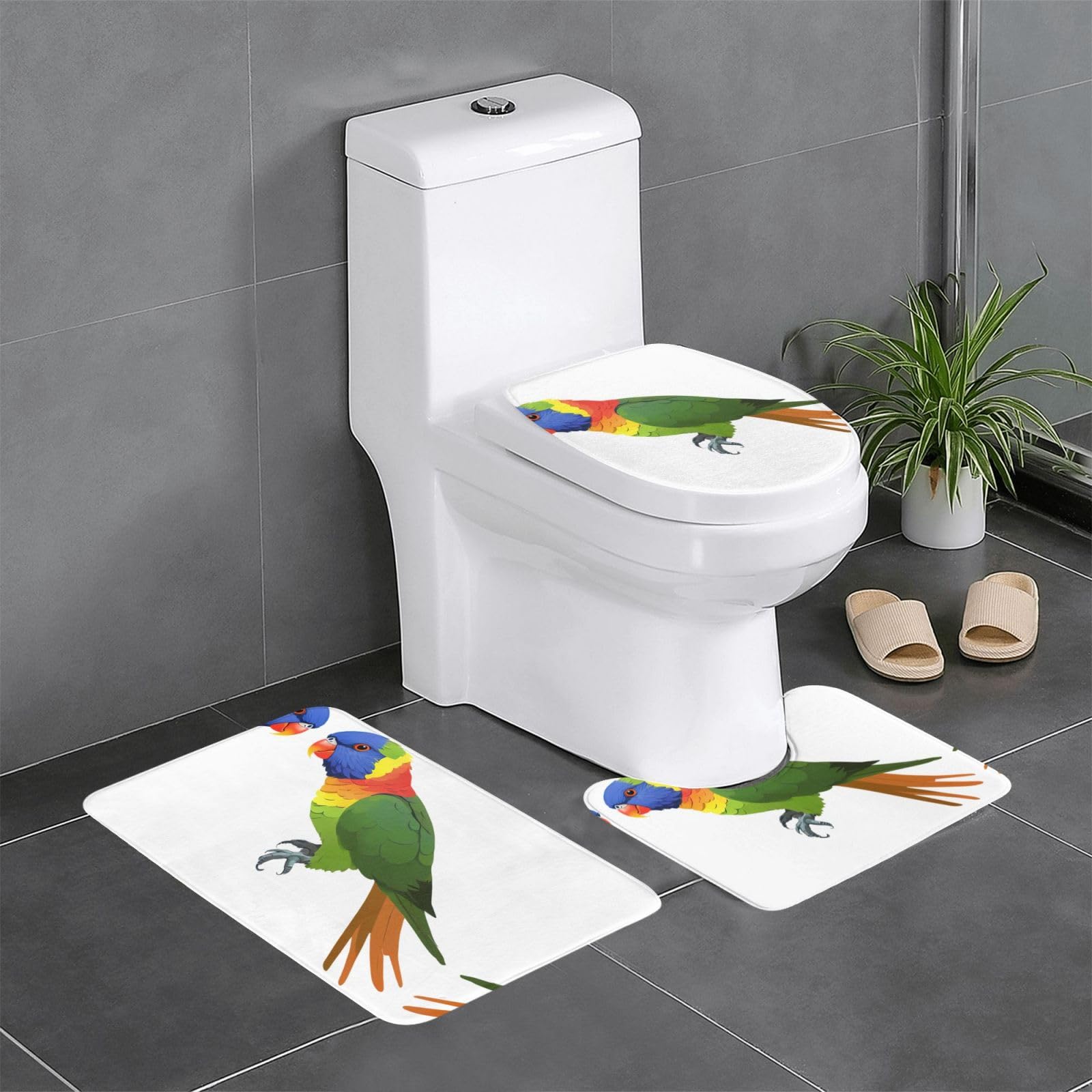Tapis de sol antidérapants WHJSSF pour salle de bain et toilettes - Lot de 3