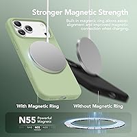 Vista 1346 de GONEZ Funda de silicona para iPhone 15 Pro Max, compatible con Magsafe, protector de cámara + protector de pantalla, forro de microfibra suave Negro