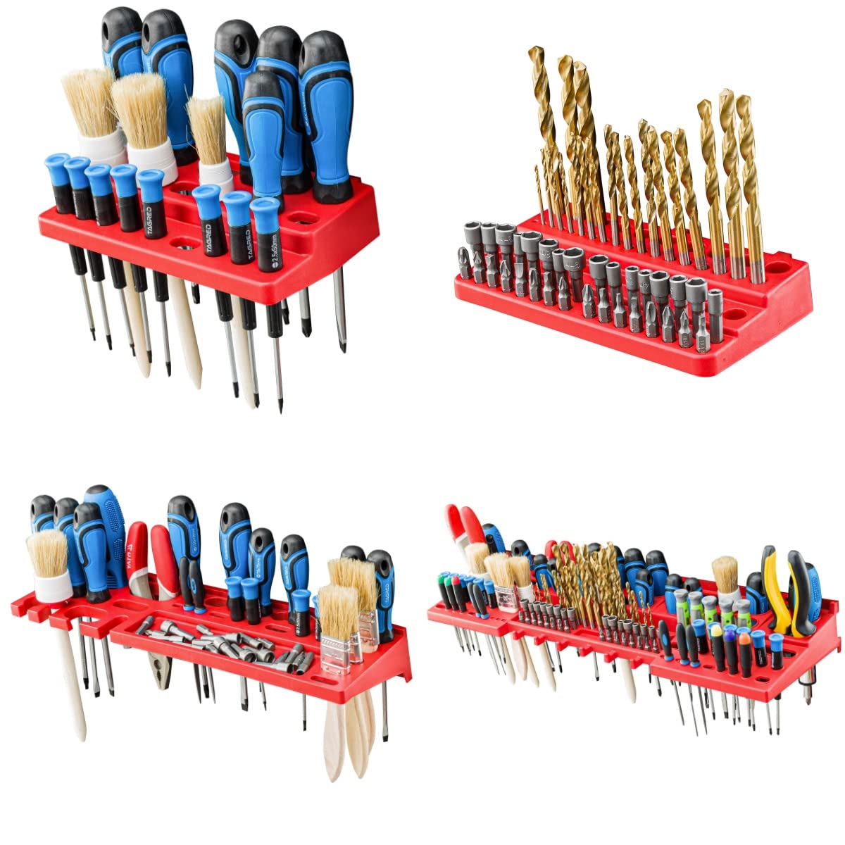 Système de rangement étagère d'atelier | 230 x 78 cm | Boîte de 52 pièces | Étagère murale avec supports à outils et boîtes empilables - Plaques murales extra solides - Étagère murale perforée -