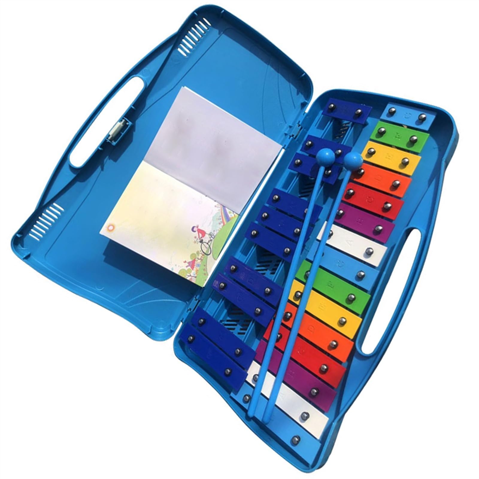 Piastra in Alluminio a 25 Toni di Colore Pratico Glockenspiel Xilofono Strumento a percussione Glockenspiel Strumento a percussione