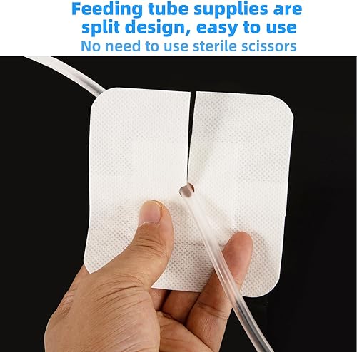 Miniatura 6 de 20 vendas adhesivas de drenaje dividido de 4 x 4 pulgadas, almohadilla para tubo de alimentación de catéter PD de 4 x 4 pulgadas, cubiertas de