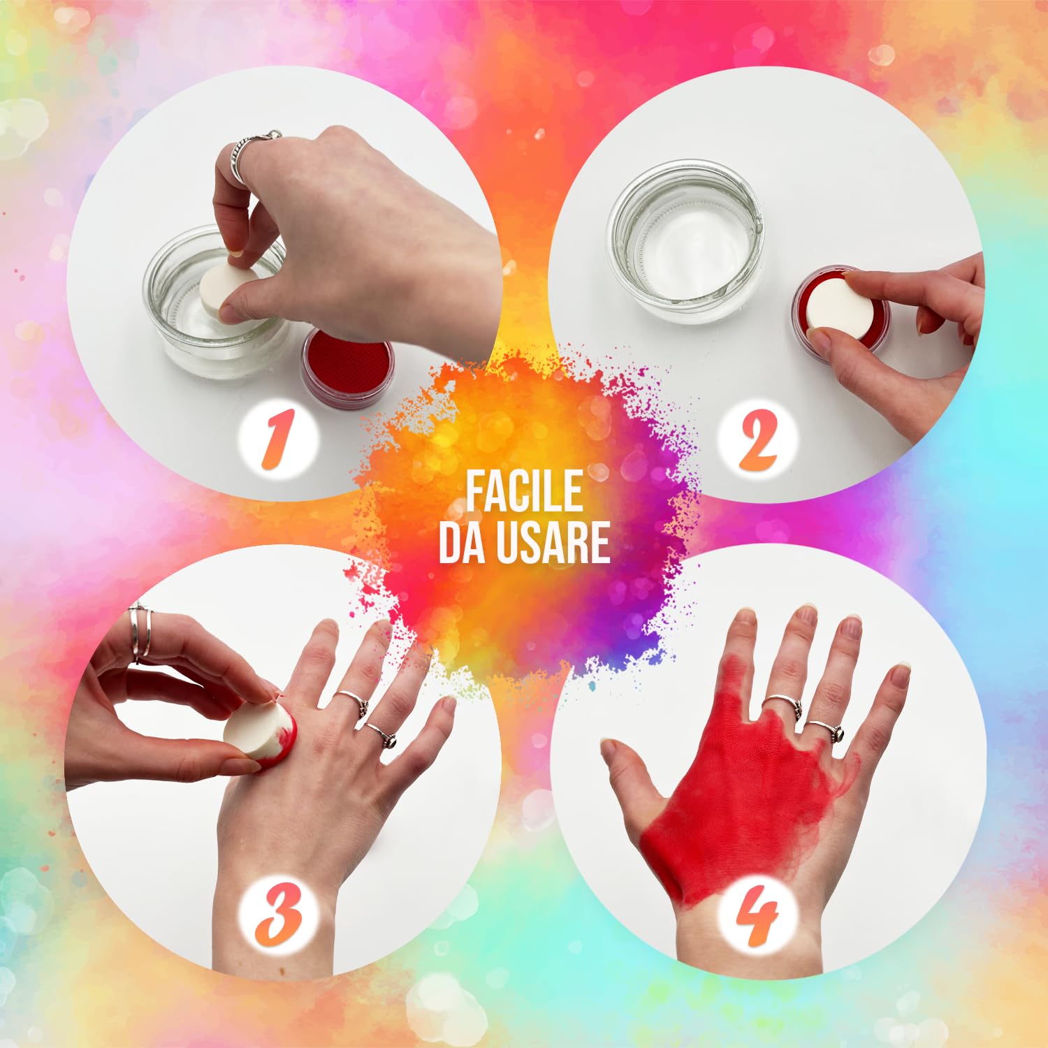 Festicy Premium Pittura per viso I 20g colori per il viso e corpo ed una spugna I face paint trucchi da viso per travestimenti, per Carnevale e Halloween, truccabimbi per bambini ed adulti (Bianco)