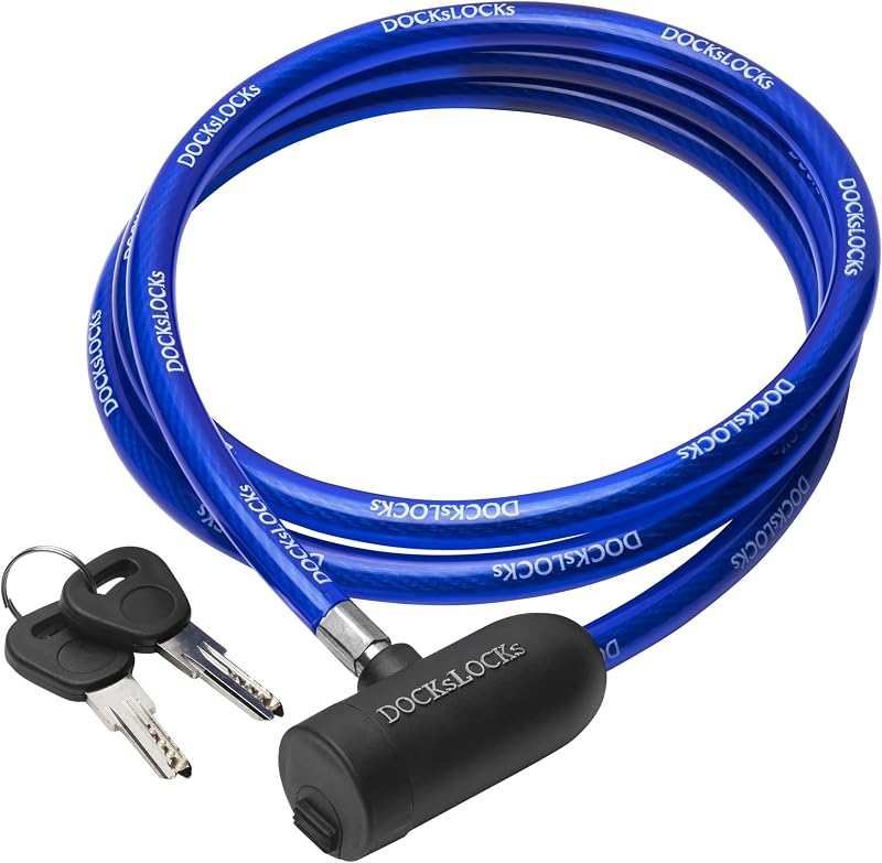 Security Cable Lock (5' to 25’ Lengths) with Keys | Weatherproof, Multi-Purpose, Anti-Theft Protection, 10mm Diameter, For Kayaks, Bikes, Paddleboards, Scooters, Equipment