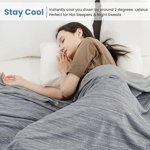 Miniatura 5 de OIGAE Arc-Chill Q-Max - Manta refrescante tamaño individual, manta de verano para durmientes acalorados 0.5, fibra fría, delgada, ligera,