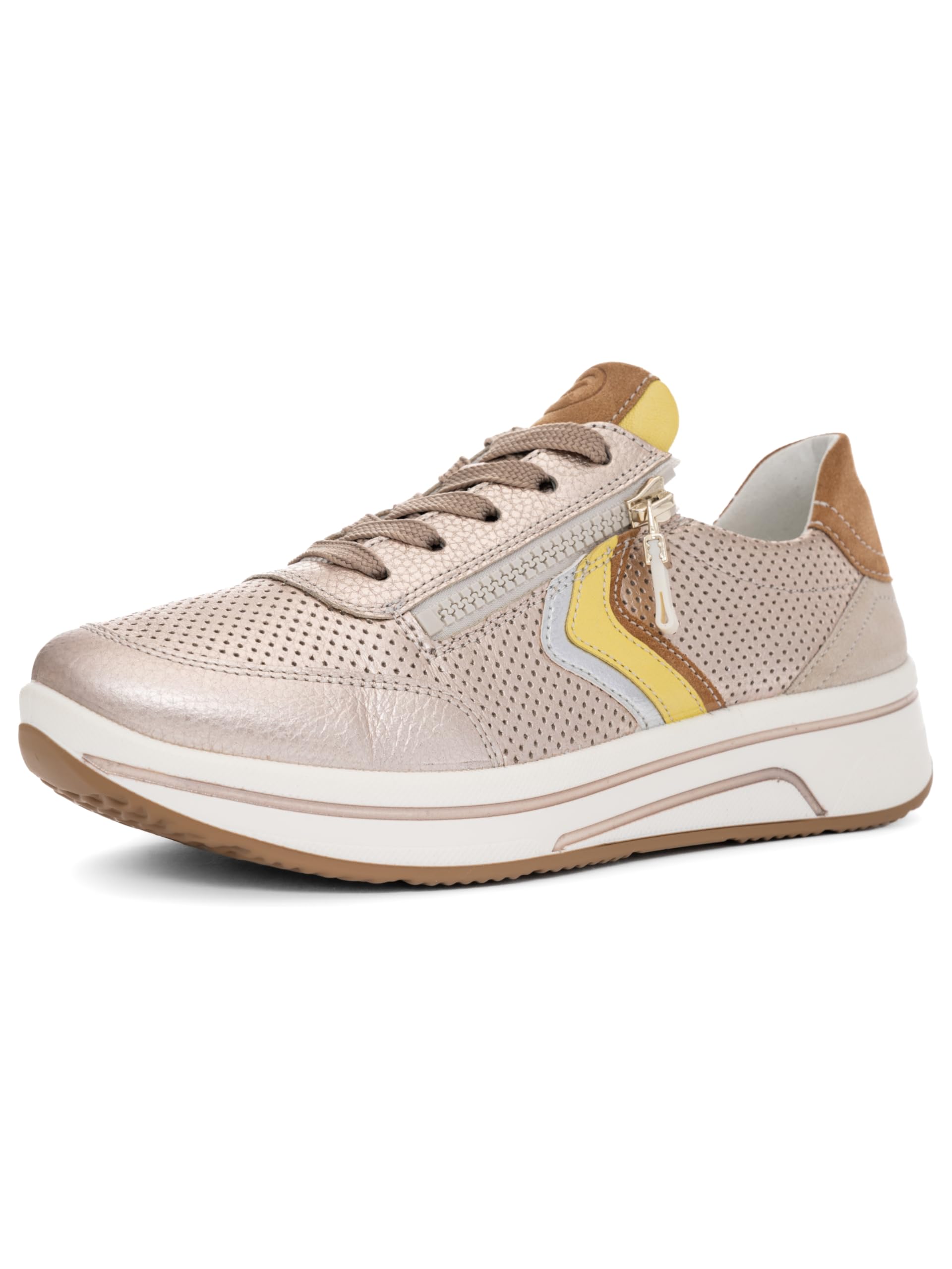 ARA Women's Sapporo Trainers, Sand, Limoncello, White, Biscuit, Shell, 35 EU Wide, Sand Limoncello White Biscuit Shell, 3 UK