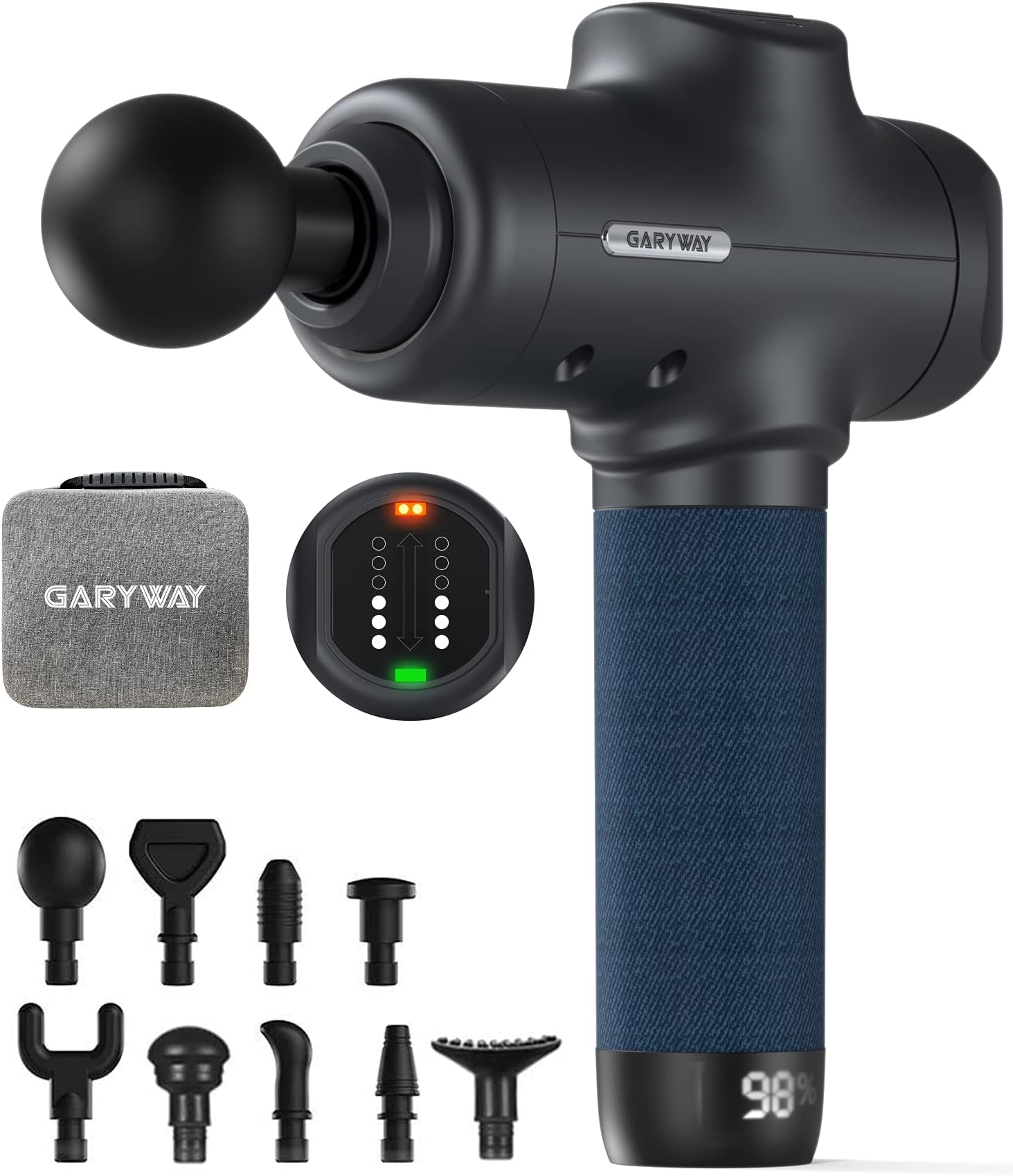 Massage Gun Deep Tissue with 9 Head Attachments & 6 Speed Levels Percussion Massager for Full Body Massage, Relaxation