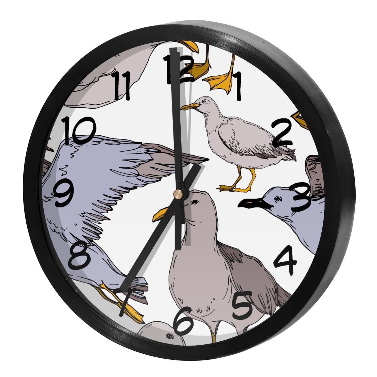 Horloge murale silencieuse mouette en verre pour cuisine et salon