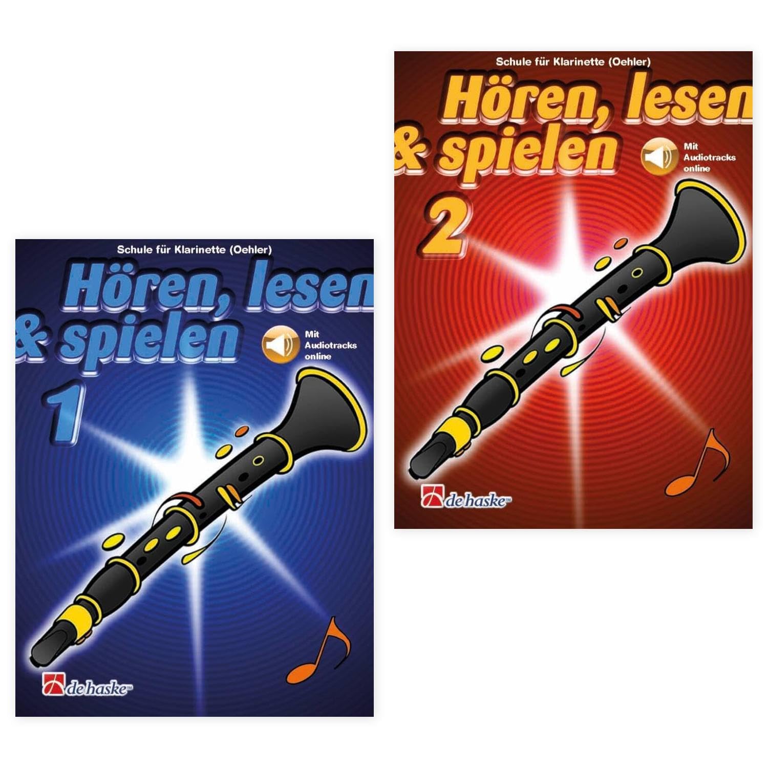 Hören, lesen & spielen - Die Klarinettenschule, Band 1 und Band 2 - mit Online Audio -von Jaap Kastelein -für Oehler-Klarinetten ISBN: 9789043162333 9789043162289 + Soundman Daumenschoner (Starterset)