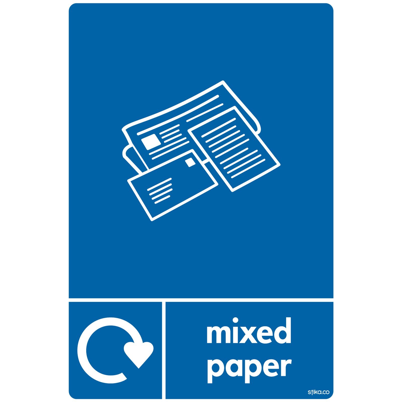 stika.co Pack of 2 WRAP Mixed Paper Stickers, A5 210 x 148mm, Recycling Signs Self-Adhesive Vinyl, Conforms to BS EN ISO 7010 Standards