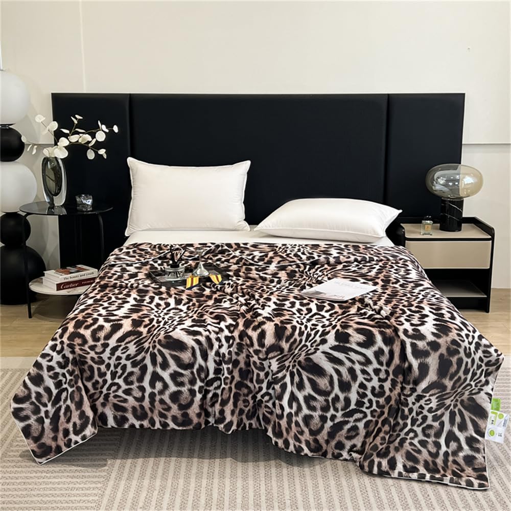 Chickwin Trapuntino Estivo Copriletto Matrimoniale Singolo, Freschezza Reversibile Leggero Coperta Primaverile Autunnale Trapunta Lavabile Cotone Trapuntato Coperta Letto (Leopardo,180x200cm)