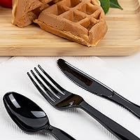 Vista 7 de POSATE Heavyweight Plastic Spoons, Black, Pack of 100, Disposable Utensils for Party Supply
