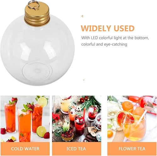 Miniatura 4 de BESTonZON 10 bolas de alcohol de Navidad transparentes para árbol de Navidad, adornos rellenables, bolas de bebida, botellas de agua, bombillas con