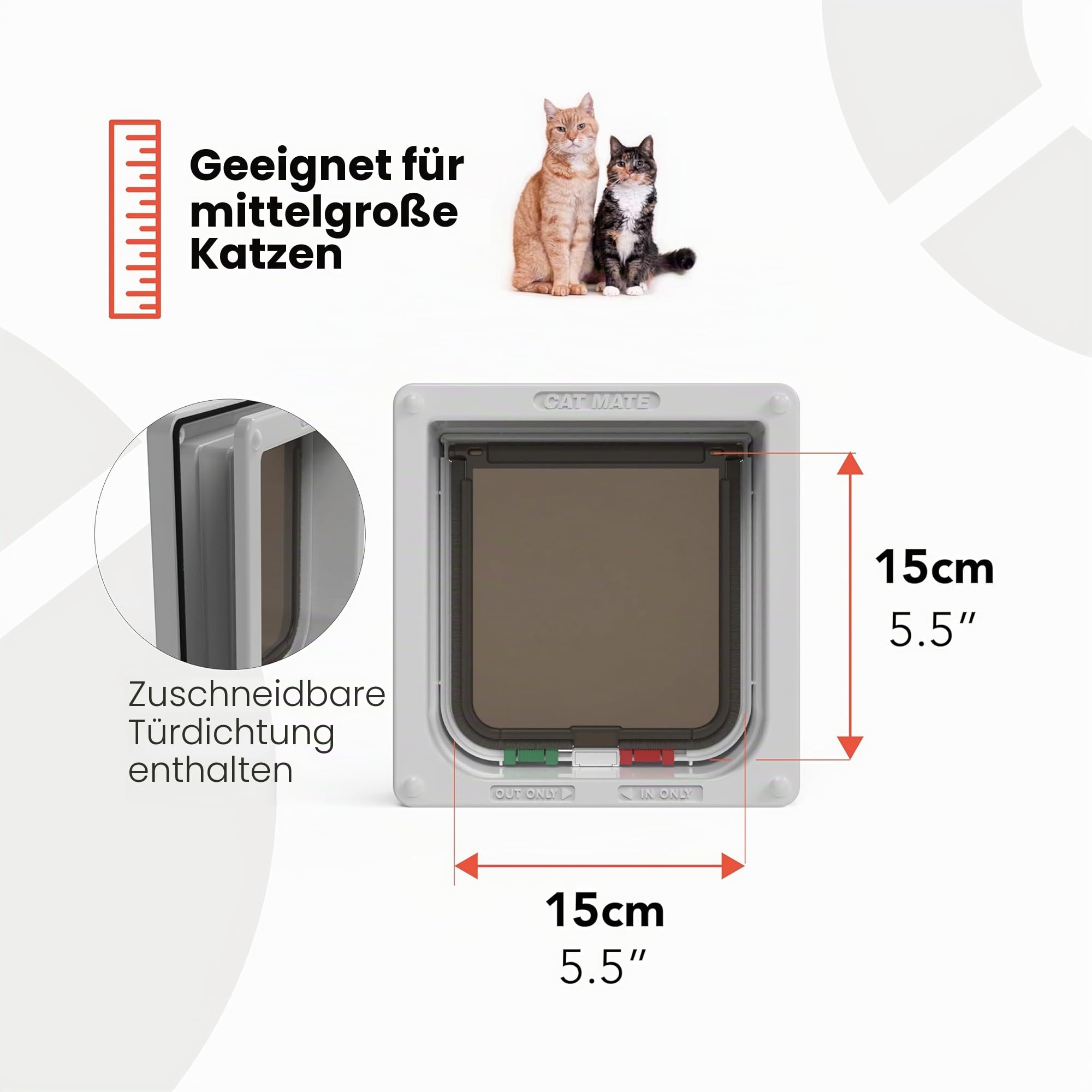Cat Mate 4-Wege-Verschließbare Katzenklappe mit Türfutter bis 50 mm (235) – Sicher verschließbare Tür für kleine bis mittelgroße Katzen, für UPVC, Holz und Wand, Weiß