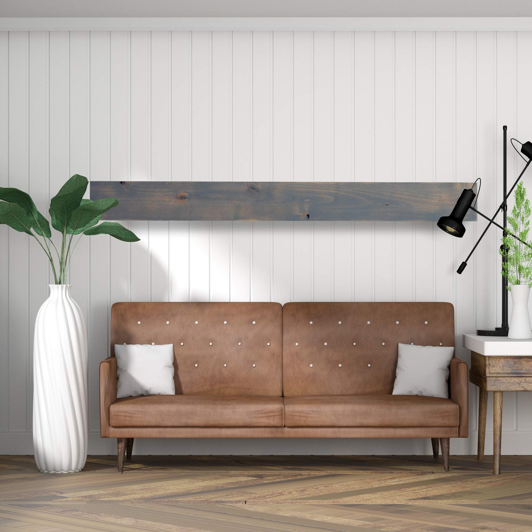 Bjorn Woodworks Driftwood Grey Mantel Shelf (72 Inch) Sturdy Knotty