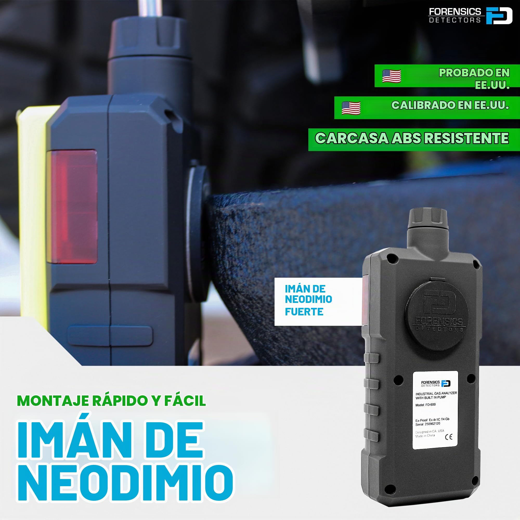 Analizador de CO para Gases de Escape | Certificado de Calibración EU | Motocicletas, Montacargas y Motores Pequeños | 0–2% CO