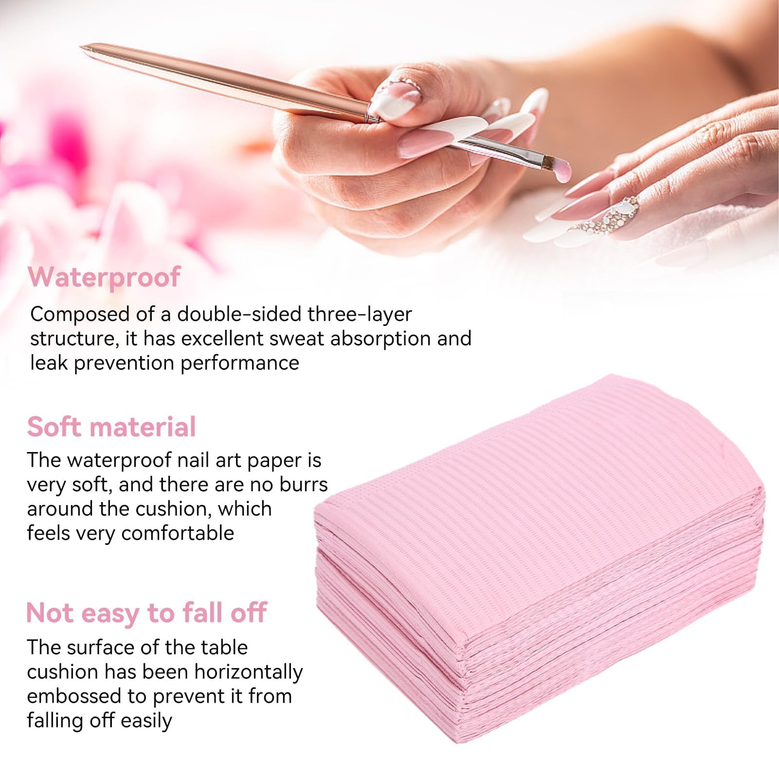 Tapete para Decoración de Uñas, Toallas de Mesa de Arte para Puntas de Uñas Prueba de Agua de 125 Uds., Papel de Arte para Puntas de Uñas Tapete de Mesa Plegable Uñas para Salón Uñas, Salón Belleza