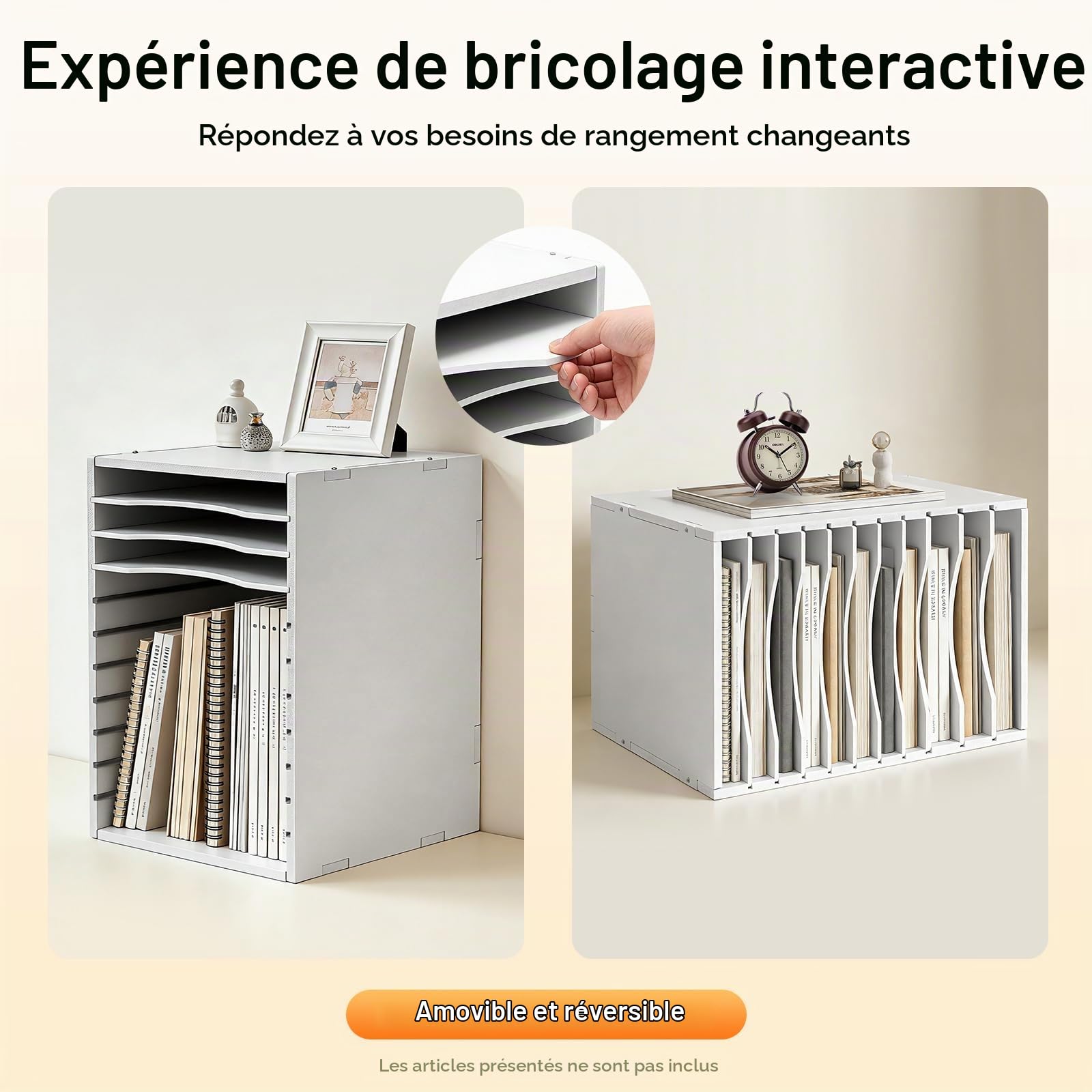 Organiseur de bureau réglable à 11 compartiments - Bacs de rangement - Corbeille à courrier - Porte-documents - Bac à papier A4 - Compartiment de rangement - Classeur de documents - Trieur de bureau