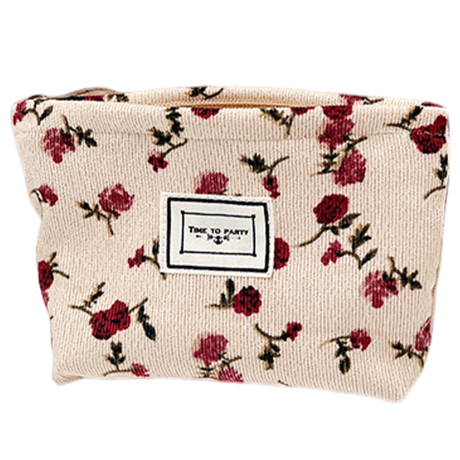 Travel Toiletry Bag Small Make Up Bag Makeup Cosmetic Bag Travel Toiletry Wash Bag Handbag Small Pouch Purse Zipper for Men & Women(Beige)