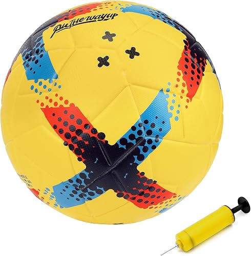 Linkidea Balón de fútbol de piel sintética termalmente unido tamaño 4, pelota de fútbol de larga duración con costuras sin costuras, pelota de