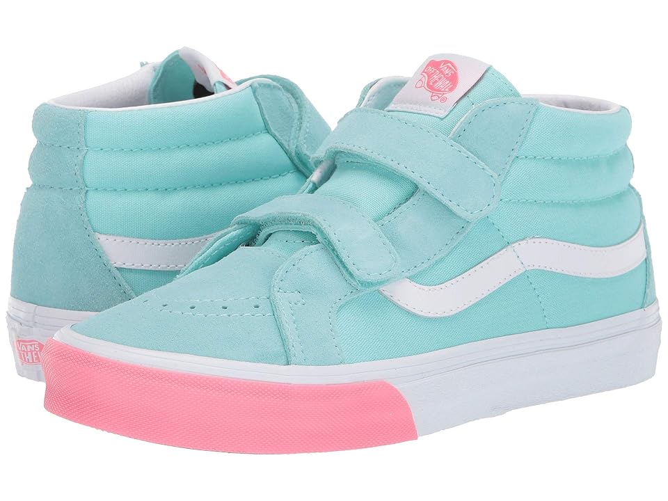 

Vans Kids SK8-Mid Reissue V (Little Kid/Big Kid) ((Color Block) Blue Tint/Strawberry Pink) Girls Shoes