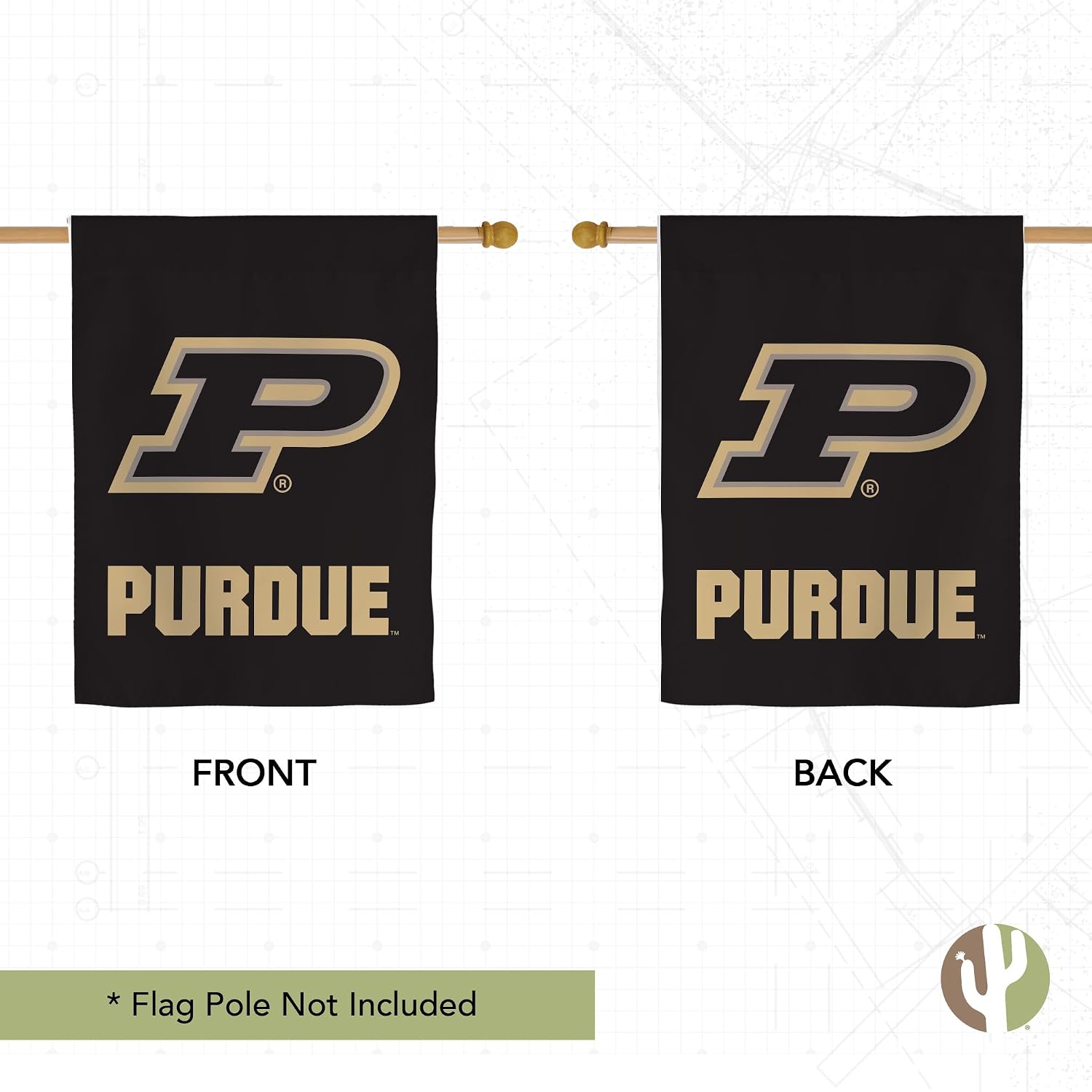 Desert Cactus Purdue University Boilermakers Banner Flag - 40 x 30 inch Double-Sided 3-Ply Banner for Indoor/Outdoor Use, Durable College Spirit Flag (House Flag A)