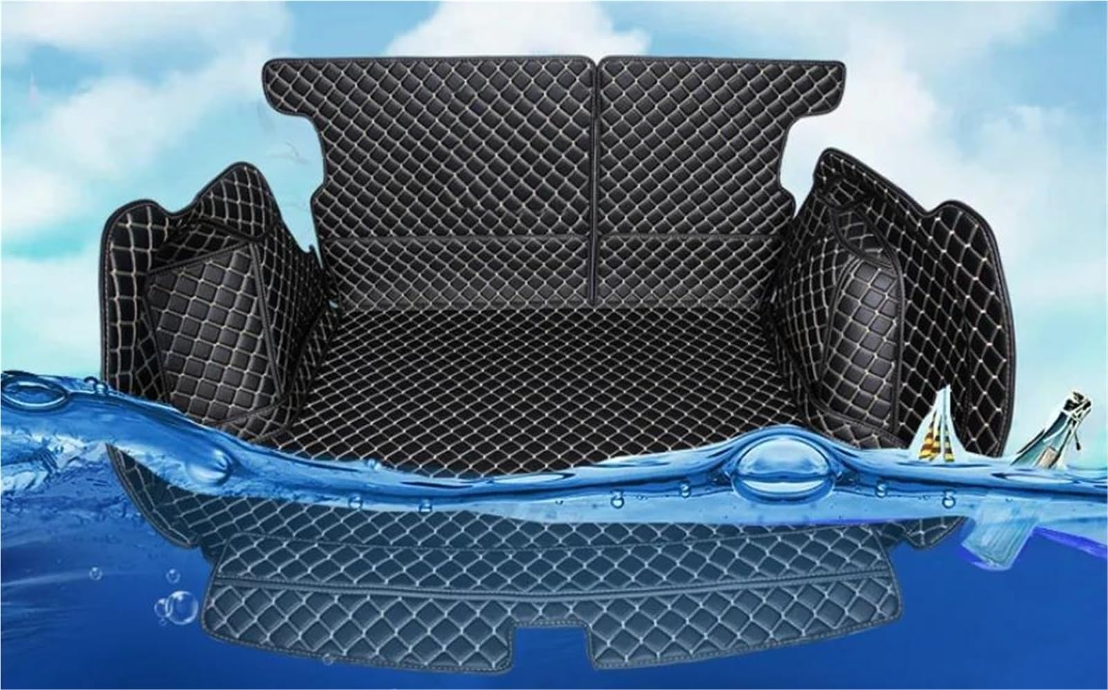 Tapis Coffre Voiture Tapis De Coffre Voiture Complets pour Vezel 2019-2015 Imperméables pour 2018(Black with Red)